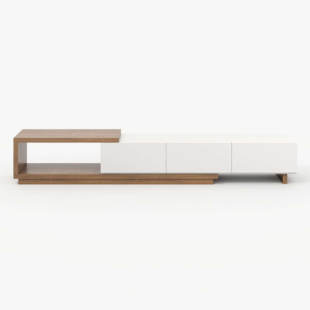 Modern 71" TV Stand With 3 Drawers - Walnut & Black