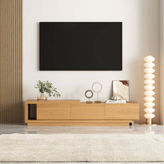 Modern 71" TV Stand With 3 Drawers - Walnut & Black