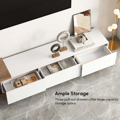 Modern 71" TV Stand With 3 Drawers - Walnut & Black