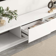 Modern 71" TV Stand With 3 Drawers - Walnut & Black