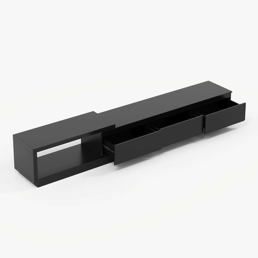 Modern 71" TV Stand With 3 Drawers - Walnut & Black