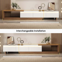 Modern 71" TV Stand With 3 Drawers - Walnut & Black