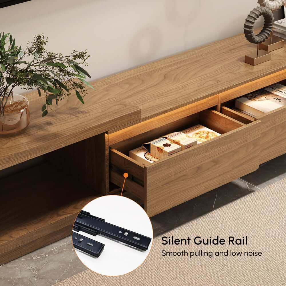 Modern 71" TV Stand With 3 Drawers - Walnut & Black