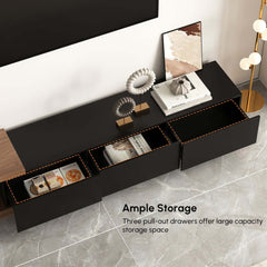 Modern 71" TV Stand With 3 Drawers - Walnut & Black