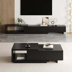 Modern 71" TV Stand With 3 Drawers - Walnut & Black