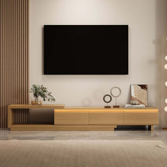 Modern 71" TV Stand With 3 Drawers - Walnut & Black