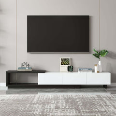 Modern 71" TV Stand With 3 Drawers - Walnut & Black