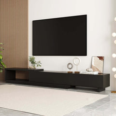 Modern 71" TV Stand With 3 Drawers - Walnut & Black