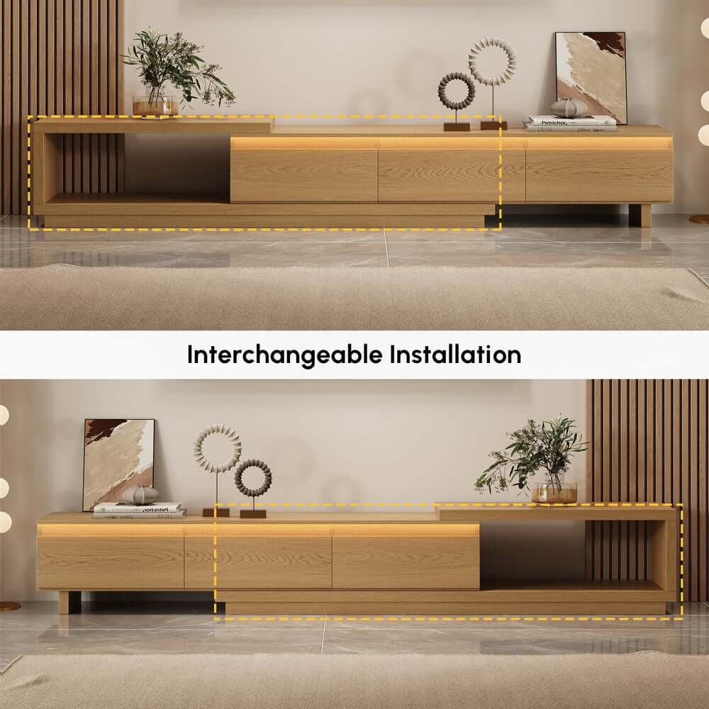 Modern 71" TV Stand With 3 Drawers - Walnut & Black