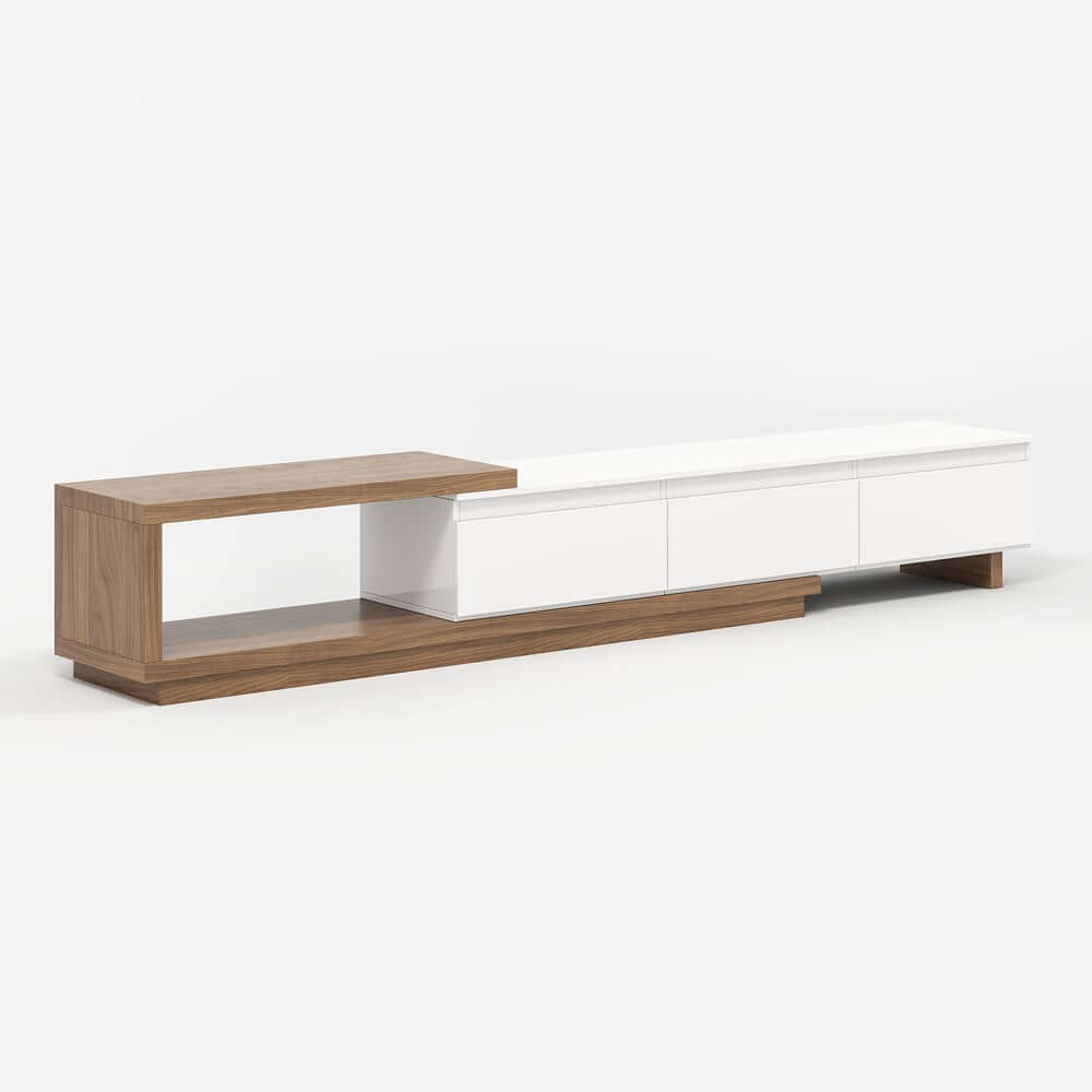 Modern 71" TV Stand With 3 Drawers - Walnut & Black