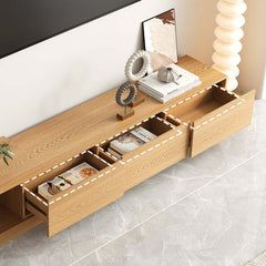 Modern 71" TV Stand With 3 Drawers - Walnut & Black