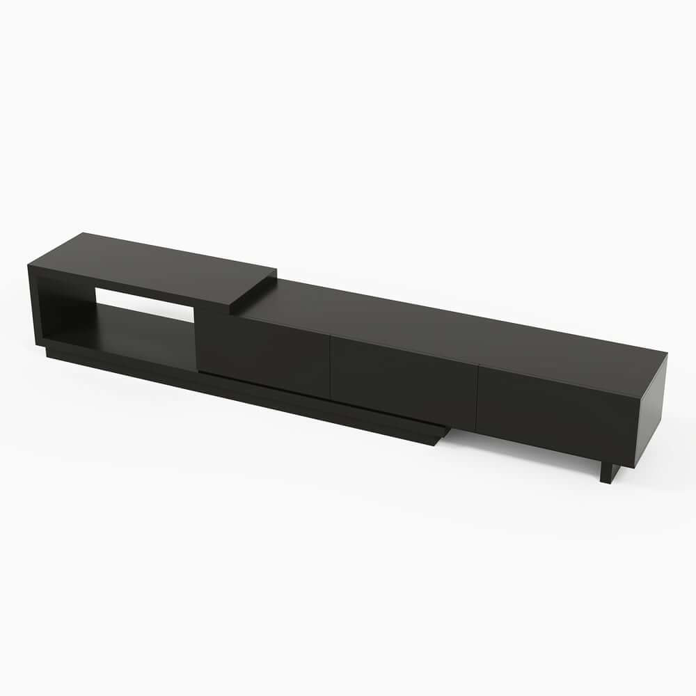 Modern 71" TV Stand With 3 Drawers - Walnut & Black