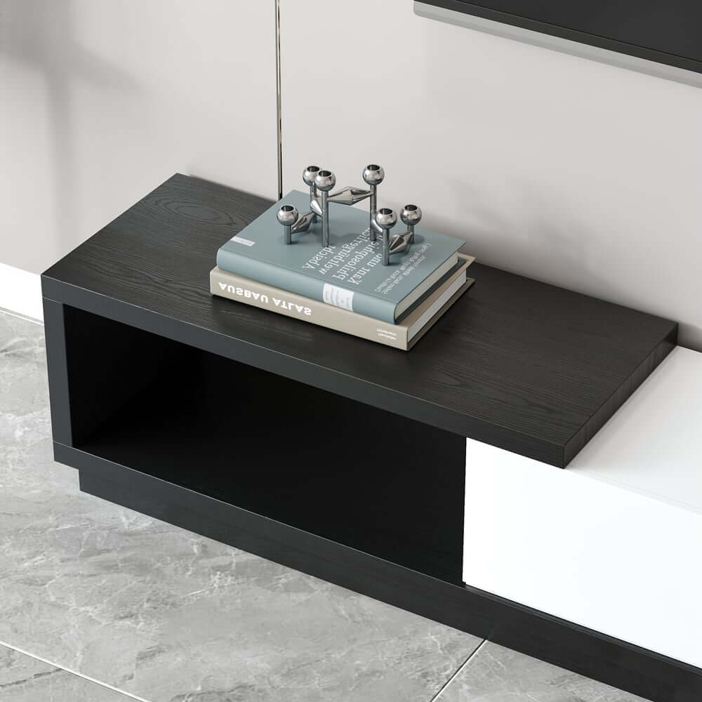 Modern 71" TV Stand With 3 Drawers - Walnut & Black