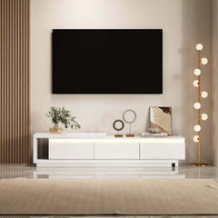 Modern 71" TV Stand With 3 Drawers - Walnut & Black