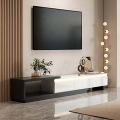 Modern 71" TV Stand With 3 Drawers - Walnut & Black