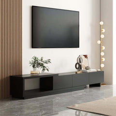 Modern 71" TV Stand With 3 Drawers - Walnut & Black