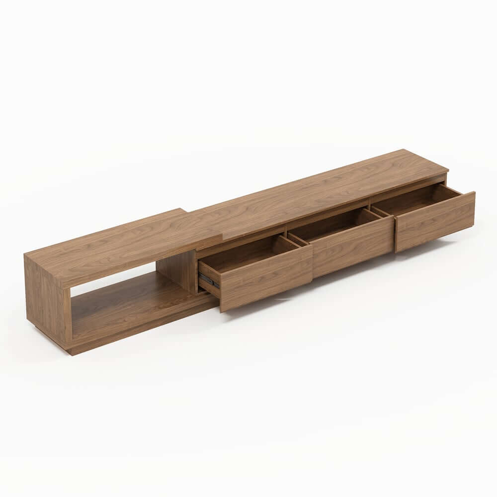 Modern 71" TV Stand With 3 Drawers - Walnut & Black