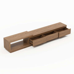 Modern 71" TV Stand With 3 Drawers - Walnut & Black