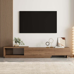 Modern 71" TV Stand With 3 Drawers - Walnut & Black