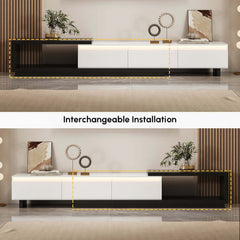 Modern 71" TV Stand With 3 Drawers - Walnut & Black