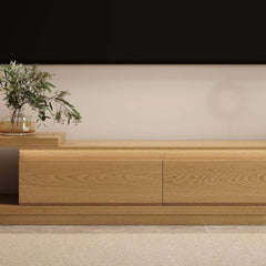 Modern 71" TV Stand With 3 Drawers - Walnut & Black