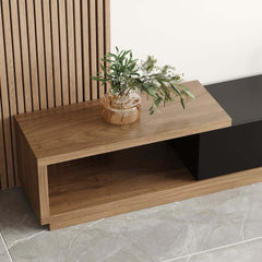 Modern 71" TV Stand With 3 Drawers - Walnut & Black