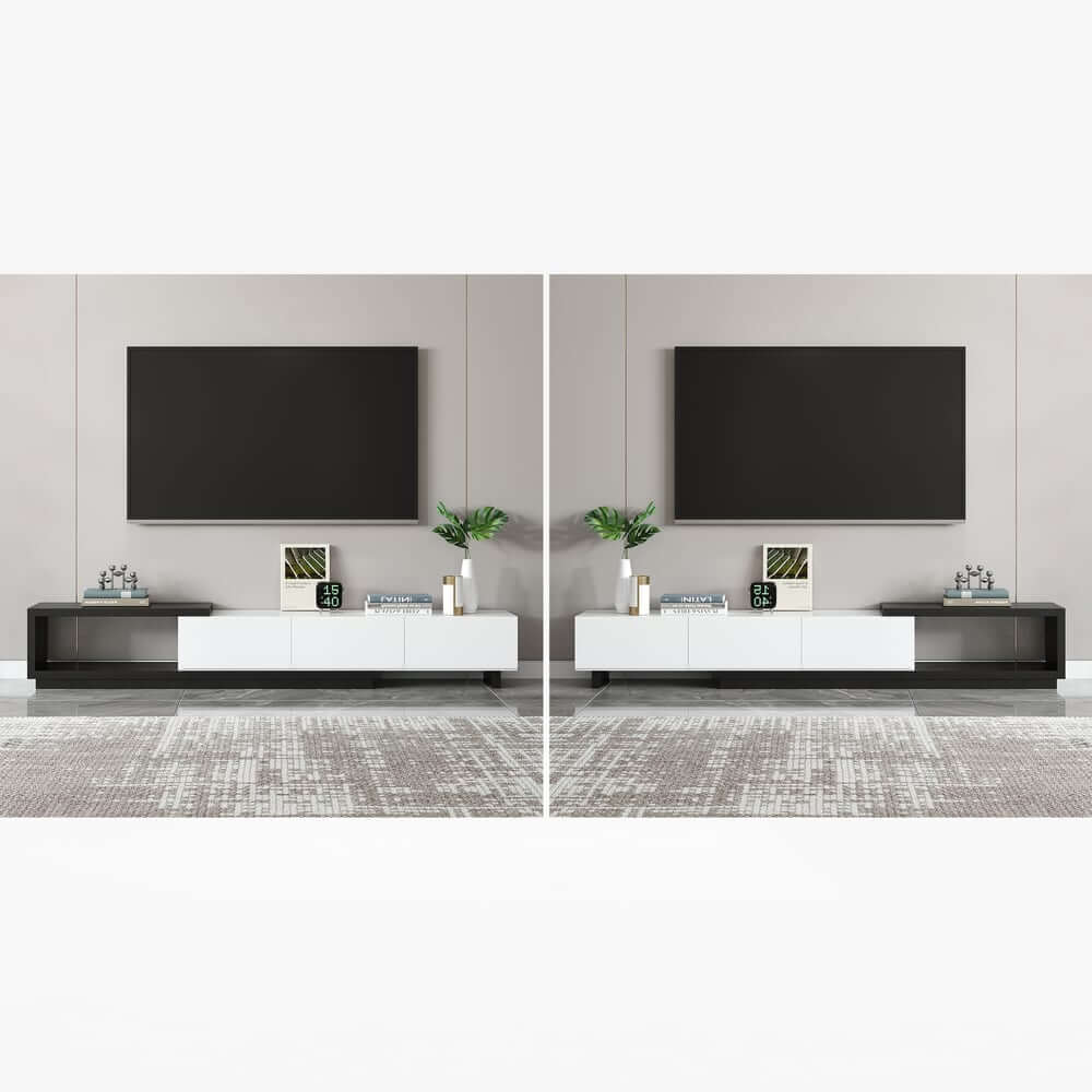 Modern 71" TV Stand With 3 Drawers - Walnut & Black