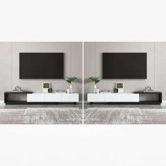 Modern 71" TV Stand With 3 Drawers - Walnut & Black