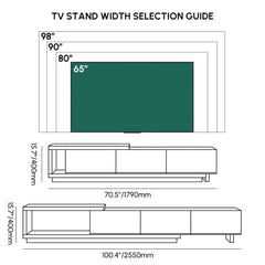 Modern 71" TV Stand With 3 Drawers - Walnut & Black Dimensions