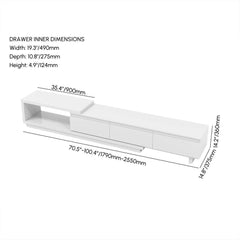 Modern 71" TV Stand With 3 Drawers - Walnut & Black Dimensions
