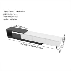 Modern 71" TV Stand With 3 Drawers - Walnut & Black Dimensions