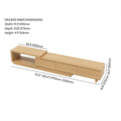 Modern 71" TV Stand With 3 Drawers - Walnut & Black Dimensions
