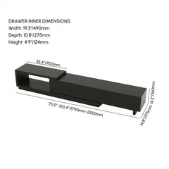Modern 71" TV Stand With 3 Drawers - Walnut & Black Dimensions