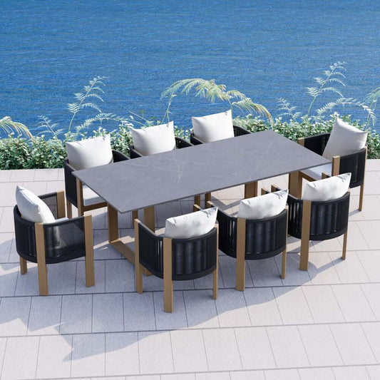 Modern 8-Seater Outdoor Dining Set with Sintered Stone and Aluminum Main Product Image