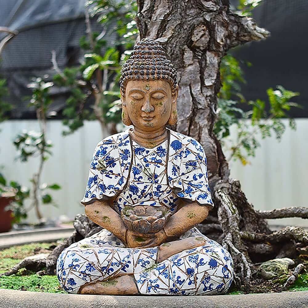 Modern Abstract Buddha Sculpture Flowerpot in Multi-Color Magnesium Oxide