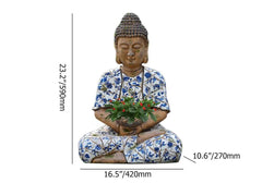 Modern Abstract Buddha Sculpture Flowerpot in Multi-Color Magnesium Oxide Dimensions