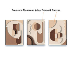Modern Abstract Geometric Canvas Wall Art Triptych with Frame