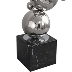 Modern Abstract Marble and Stainless Steel Sculpture