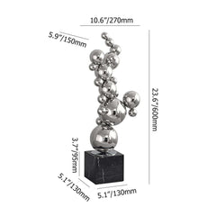 Modern Abstract Marble and Stainless Steel Sculpture Dimensions