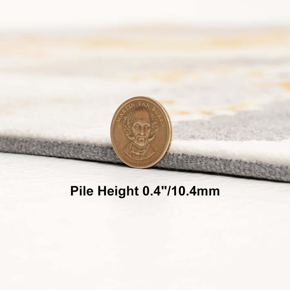 Modern Abstract Nylon Area Rug in Blue and Gold