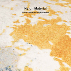 Modern Abstract Nylon Area Rug in Blue and Gold