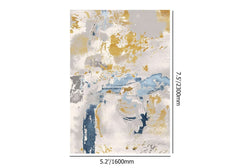 Modern Abstract Nylon Area Rug in Blue and Gold Dimensions