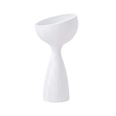 Modern Abstract White Resin Planter for Outdoor Use - 26" Tall