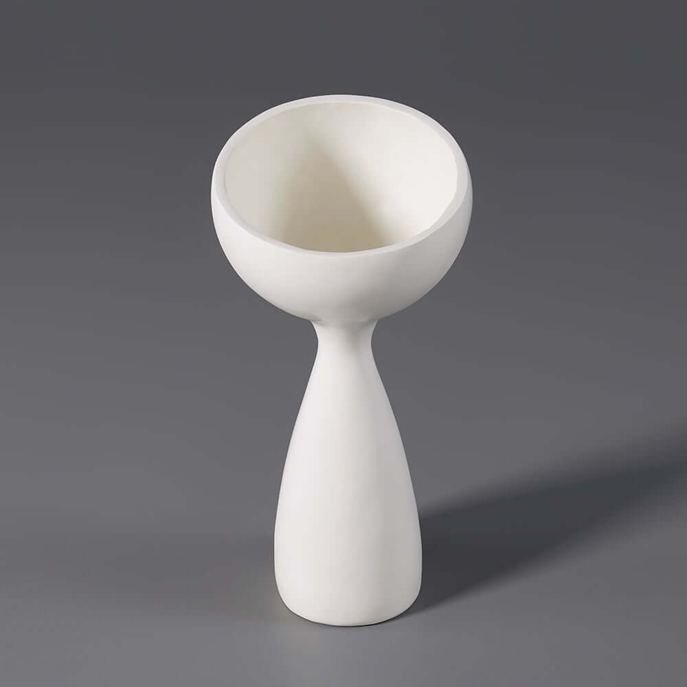 Modern Abstract White Resin Planter for Outdoor Use - 26" Tall