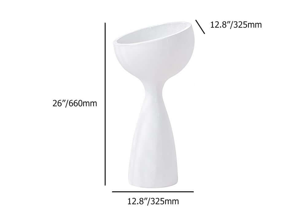 Modern Abstract White Resin Planter for Outdoor Use - 26" Tall Dimensions