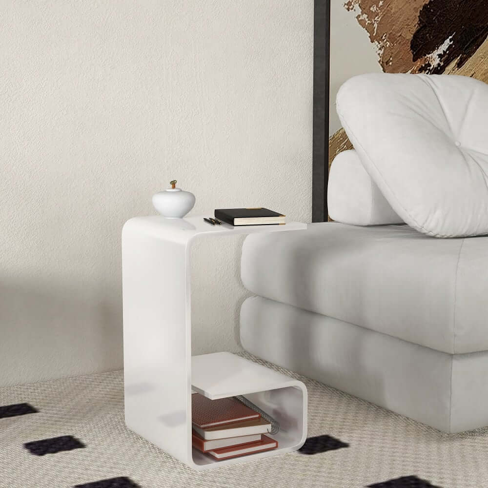 Modern Acrylic C-Shaped Storage Side Table