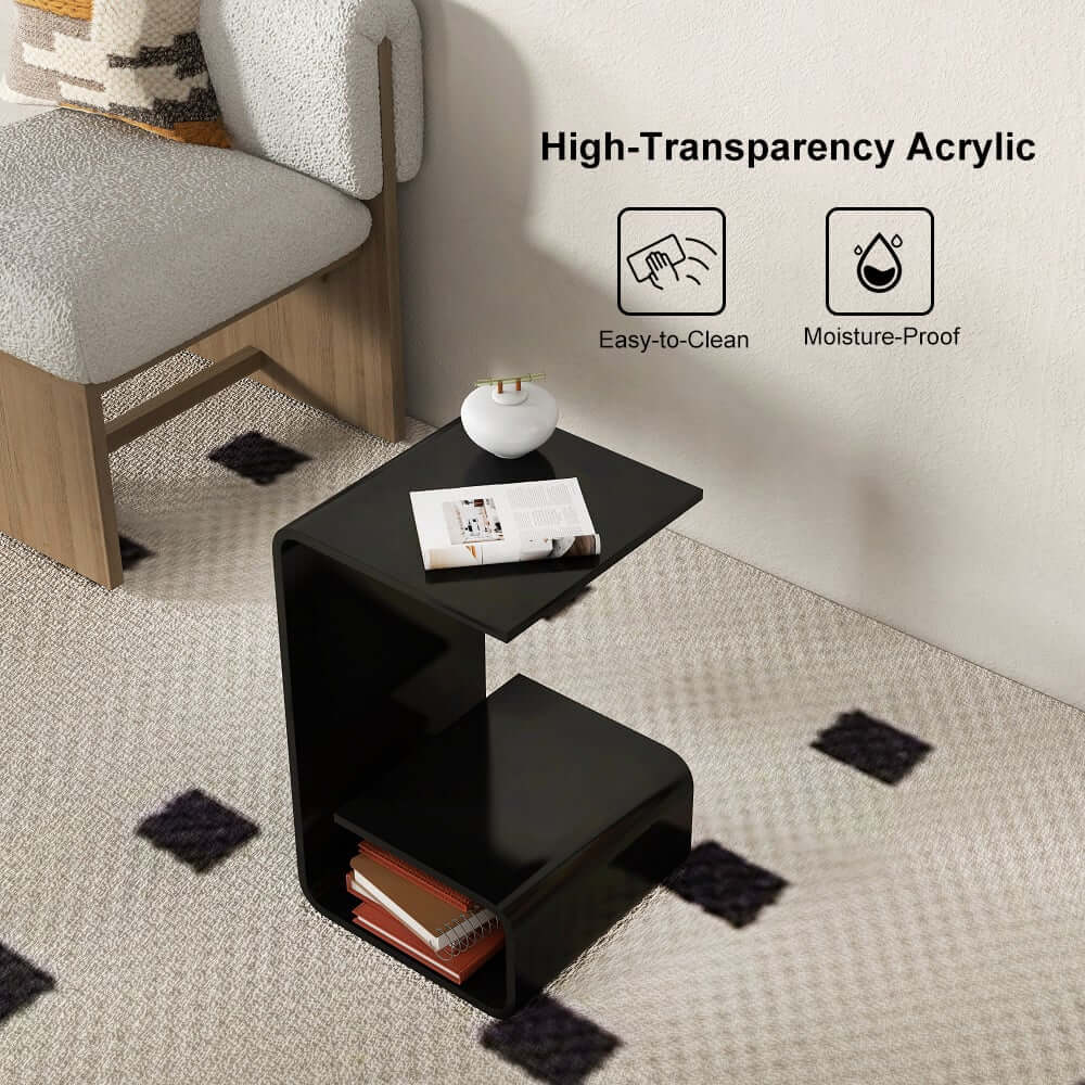 Modern Acrylic C-Shaped Storage Side Table
