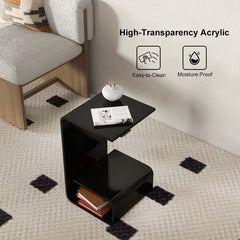 Modern Acrylic C-Shaped Storage Side Table