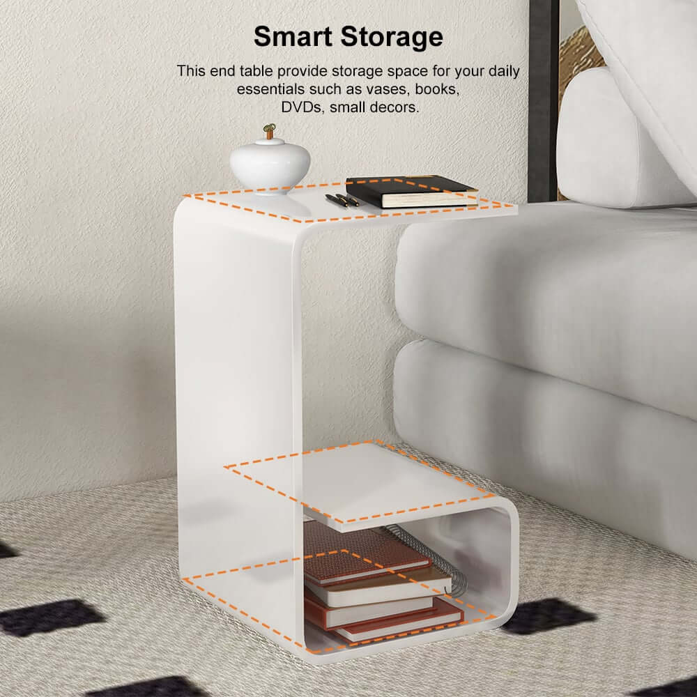 Modern Acrylic C-Shaped Storage Side Table