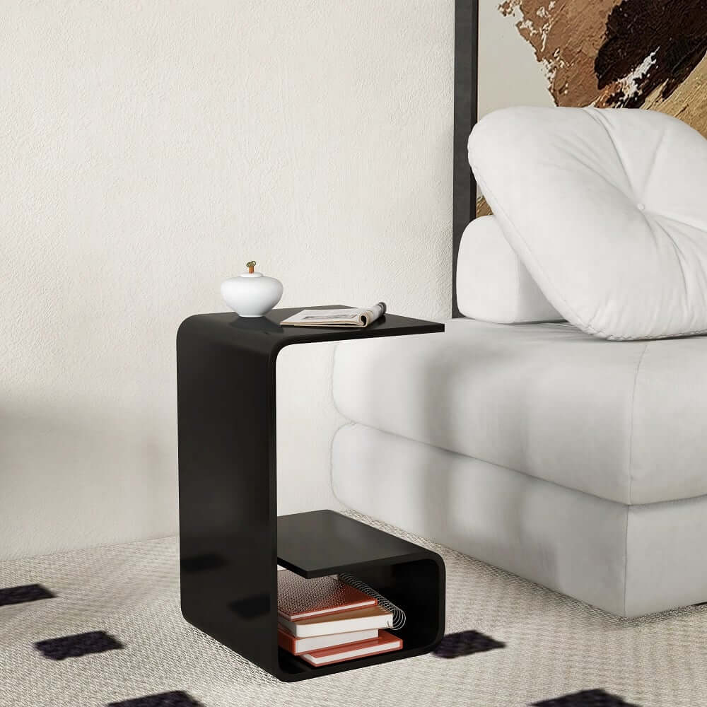 Modern Acrylic C-Shaped Storage Side Table